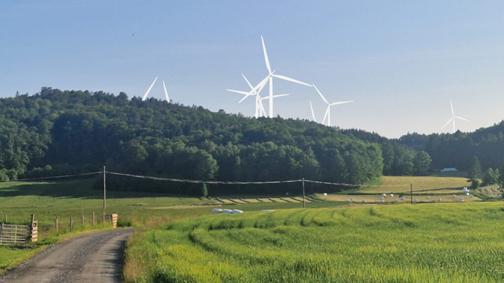 Vindturbiner på Omre, sett fra Tjore